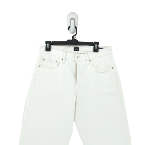 Edwin Women 28 Kali Ankle Jeans Eggshell White Vintage Straight Button Fly NEW - Picture 3 of 12